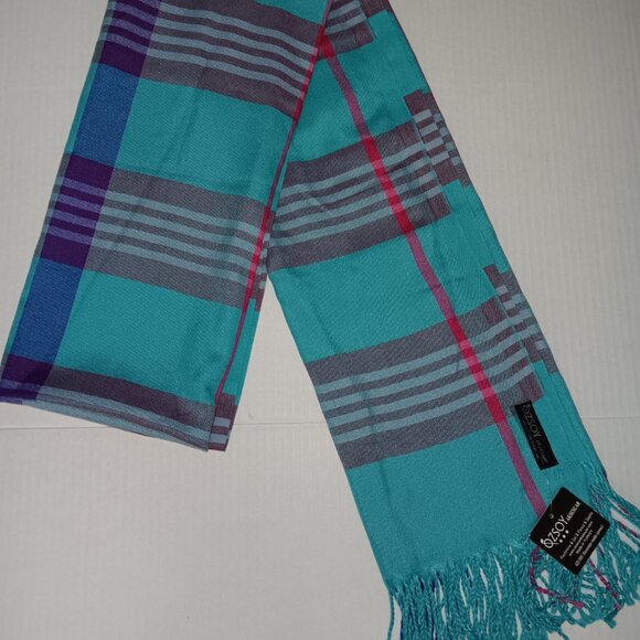 OZSOY AKSESUAR WOMEN'S PLAID FRINGE SCARF - Picture 5 of 5